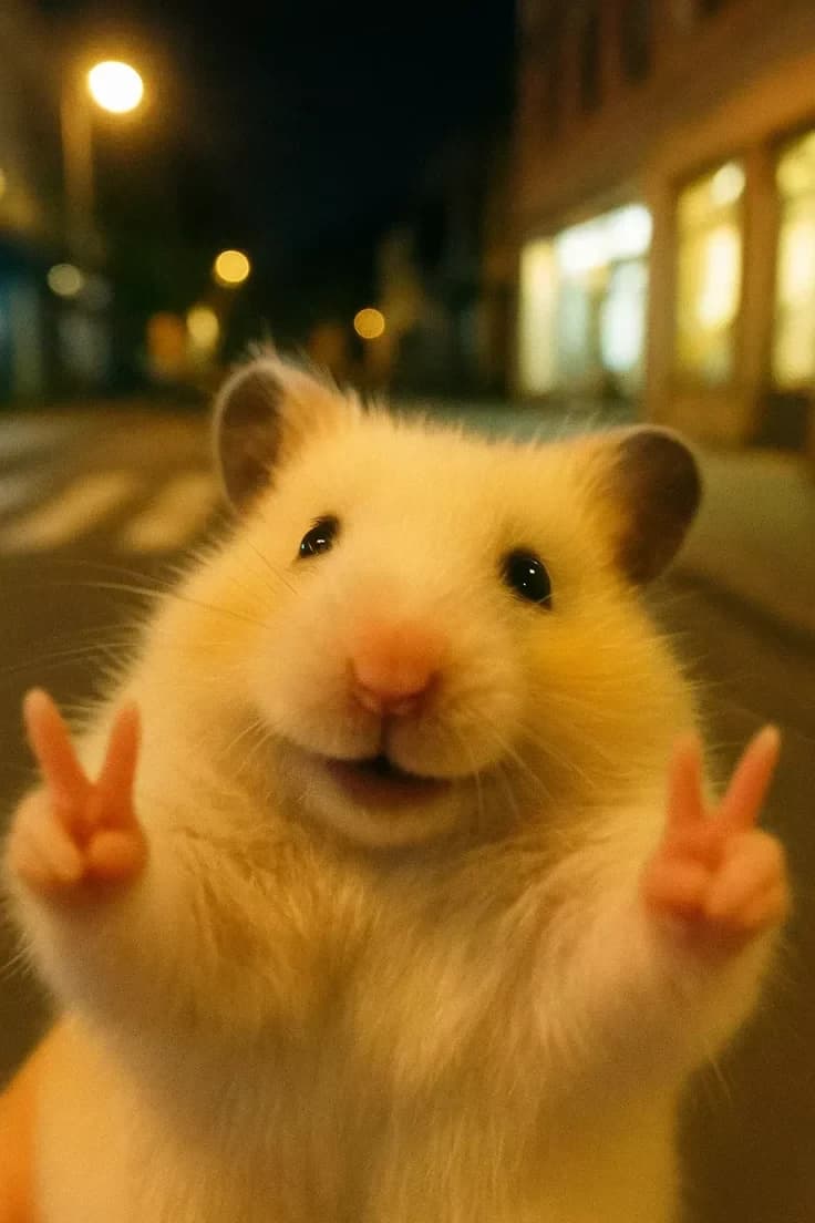 Midnight Hamster Peace Sign - original