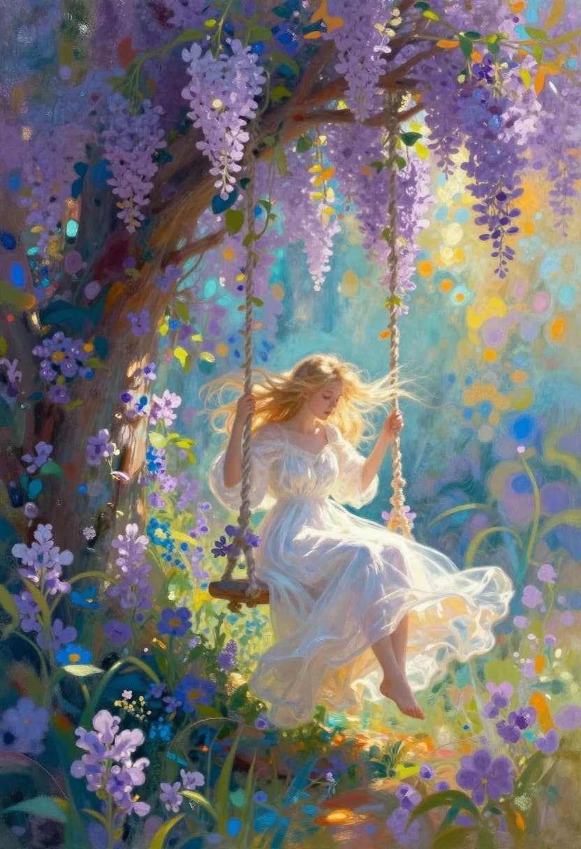 Wisteria Dreams in Light - original
