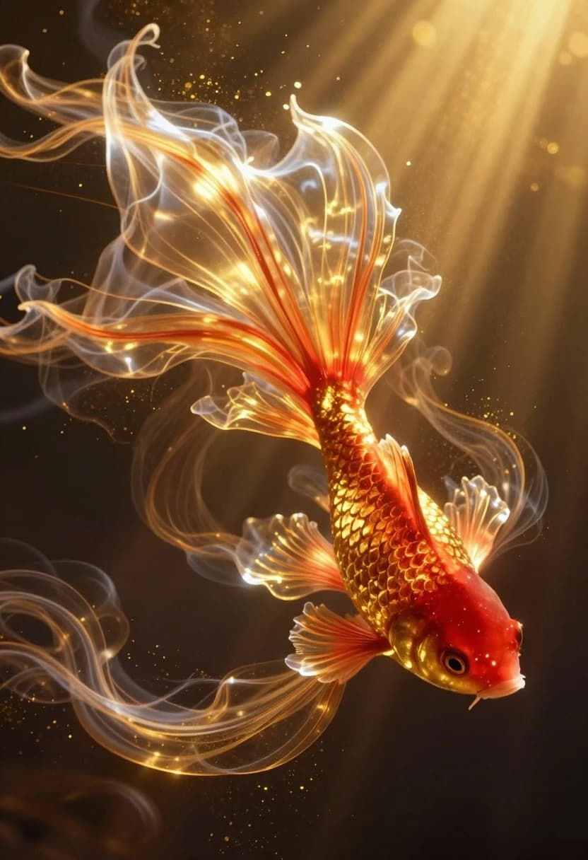 Golden Koi's Ethereal Dance - original