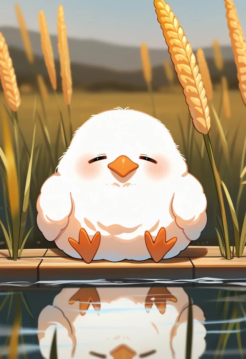 Fluffy Duckling's Reflection - original