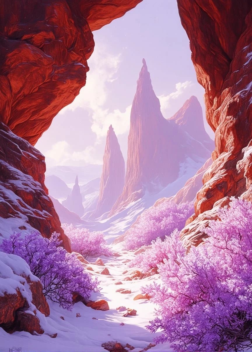 Crimson Peaks and Floral Frost - original
