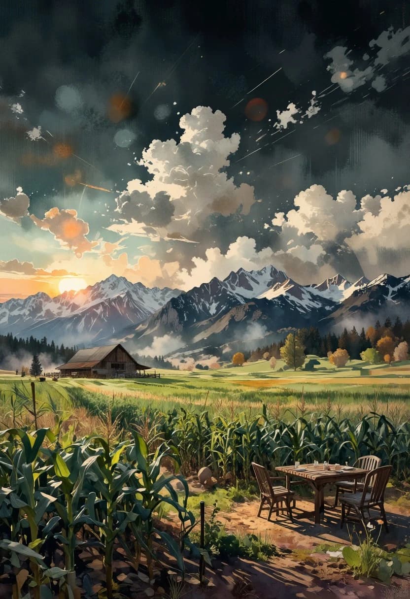 Twilight Over The Harvest - original
