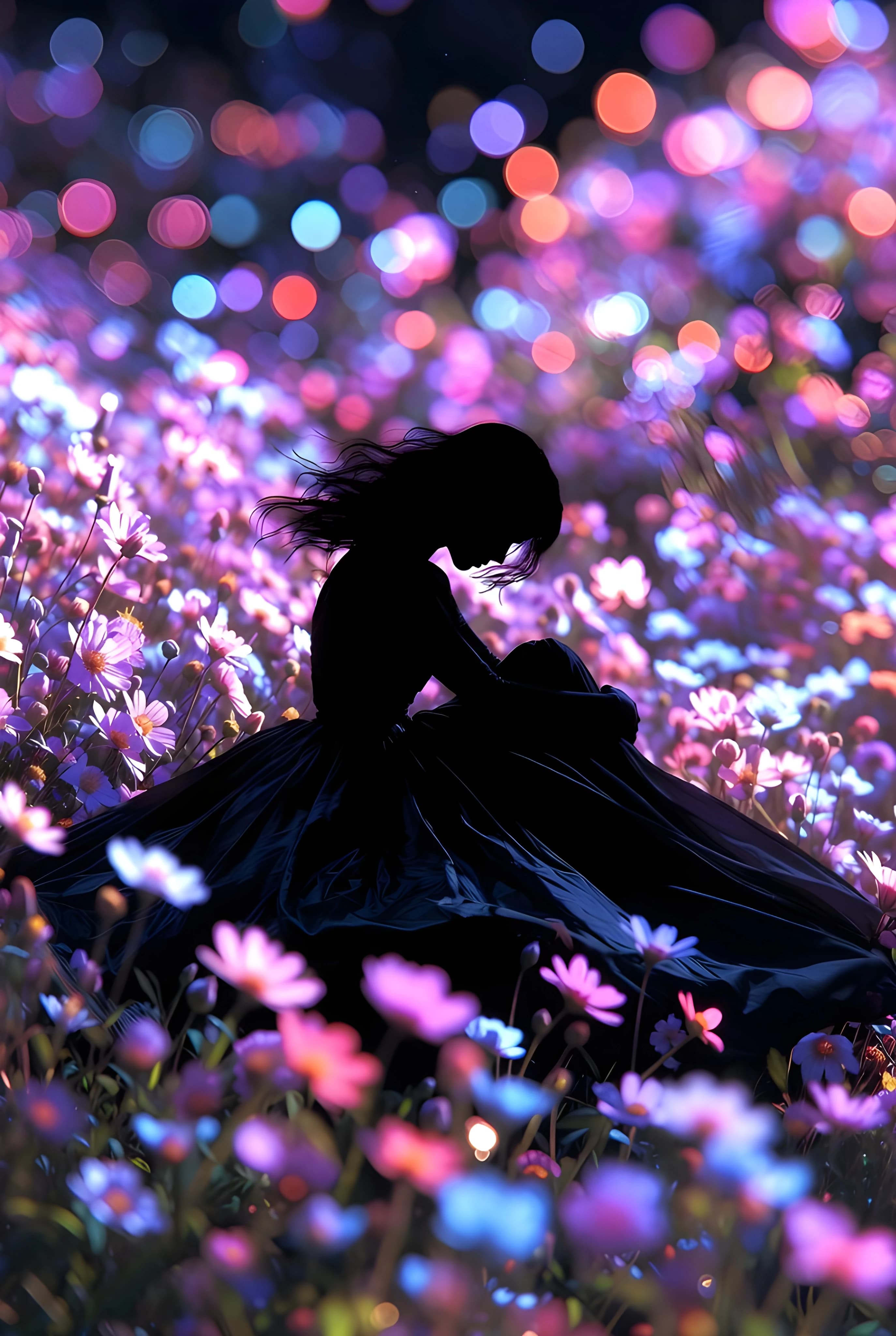 Ethereal Silhouette in Bloom