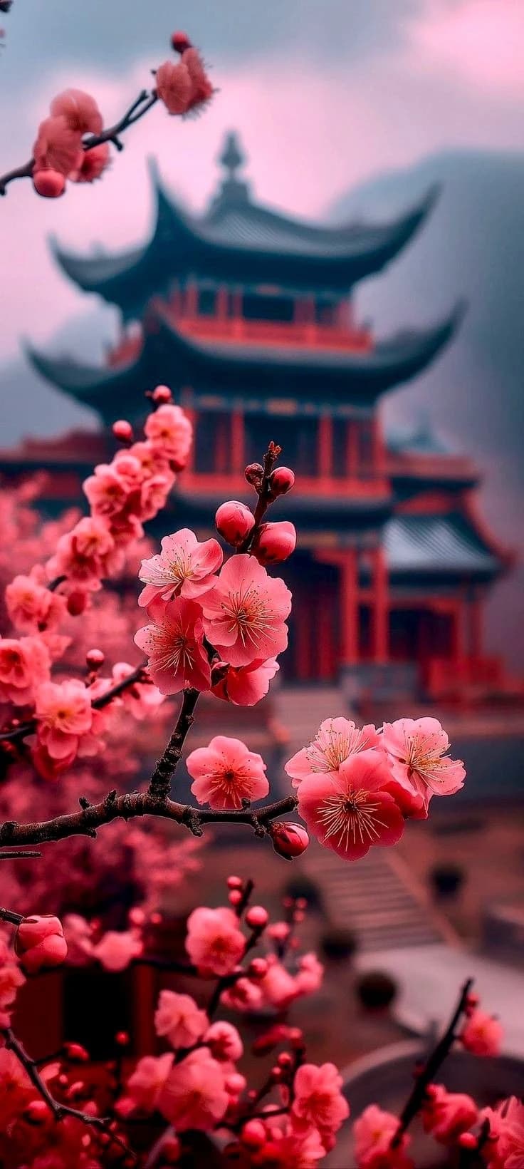 Serene Pagoda Blossom - original